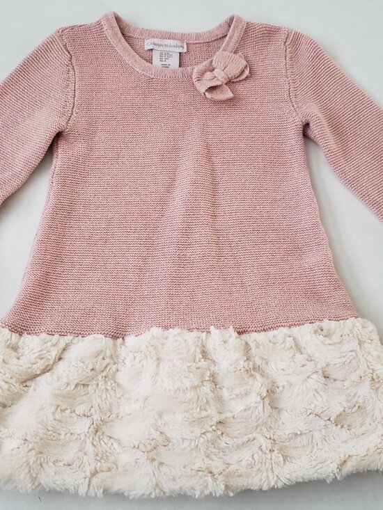 Catherine Malandrino Other - Catherine Malandrino Girls Pink Knit Sweater Dress w/Faux-fur Trim Size 4